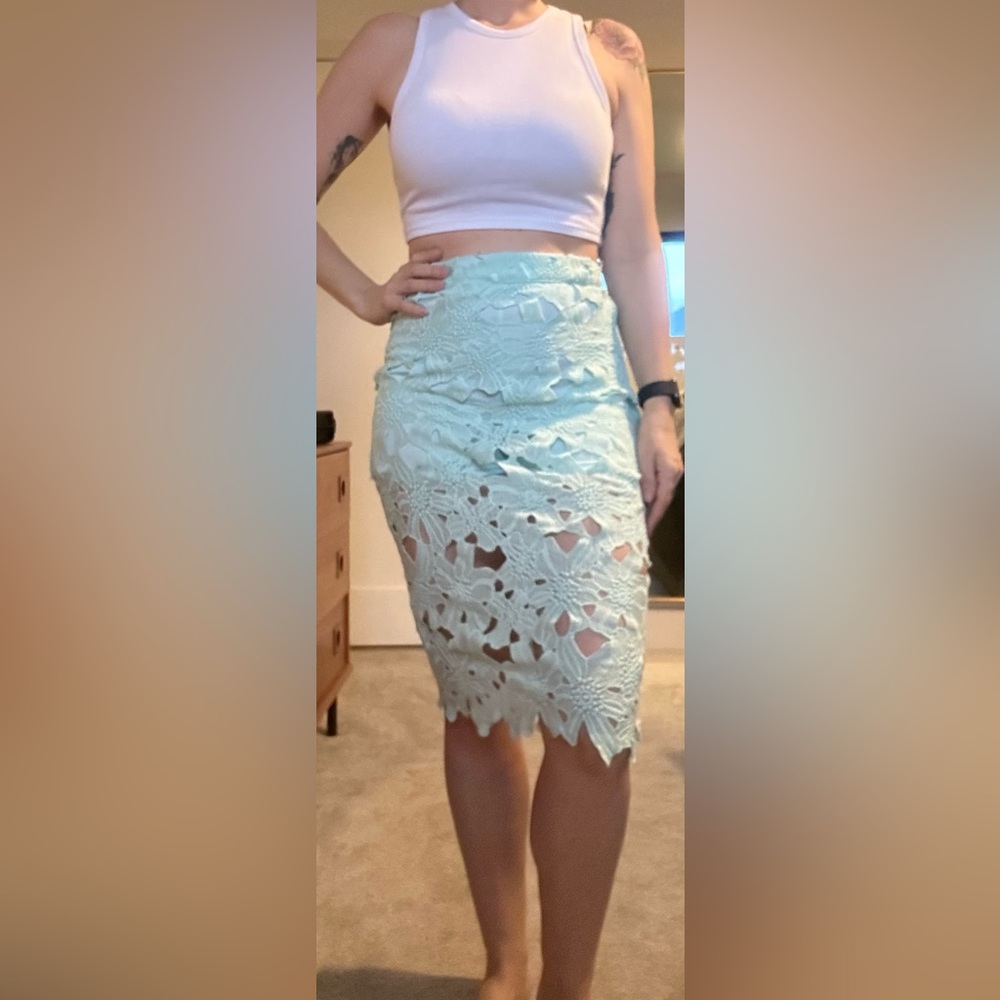 Mint green pencil skirt